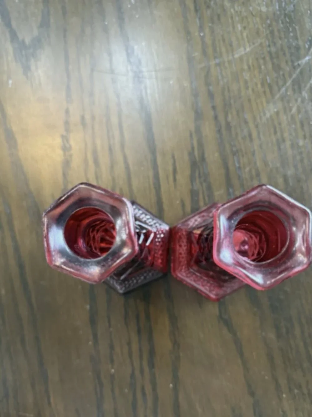 Vintage Anchor Hocking Bud Vase Flashed Ruby Red Glass Set Of 2  NEW